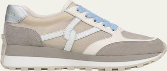 Veronica Beard Valentina Ripstop Mixed Leather Retro Sneakers