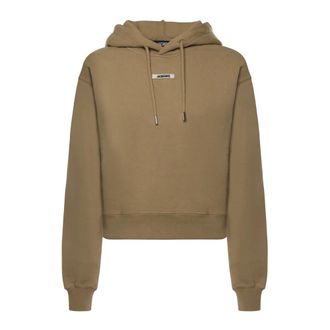 Jacquemus Hoodies, female, Brown, Size: XS Logo-Plaque Hoodie