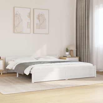 vidaXL Vidaxl - Estructura De Cama Sin Colch&oacute;n Madera Maciza Blanco 180x200 Cm