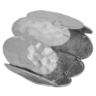 Karine Sultan Womens Hammered Petals Stretch Bracelet In Silver