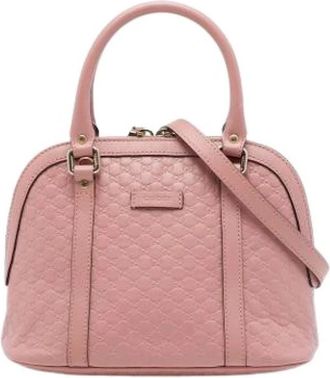 Gucci Pre-owned Embossed Leather Satchel - Dames - Vintage Handtas - Roze - ONE Size - Leer - Vintage
