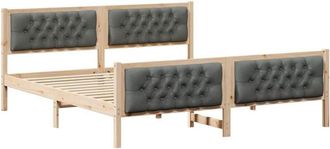 vidaXL Bed Frame with Headboard Dark Grey 160 x 200 cm Solid Pine Wood vidaXL