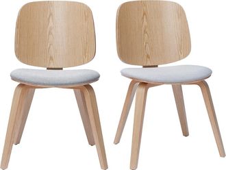 Miliboo Miliboo - Set De 2 Sillas De Madera Clara Y Tela Gris Clara Beck