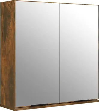 vidaXL Armario De Ba&ntilde;o Con Espejo Color Roble Ahumado 64x20x67 Cm Vidaxl
