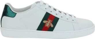 Gucci Sneakers, female, White, 6 UK, White Leather Trainers with Embroidered Bee