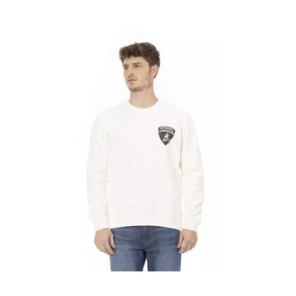 Automobili Lamborghini Wit Shield Logo Crewneck Sweater - Heren - Sweatshirts - Wit - M - Katoen - Hoodies & sweatvesten
