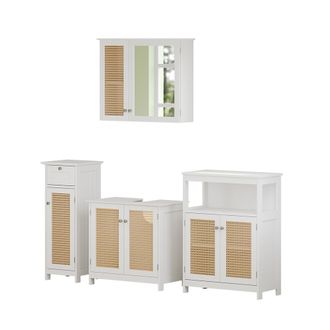 Vicco Conjunto De Muebles De Ba&ntilde;o Rosario, Blanco, 4 Piezas, Con Armario Midi