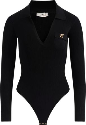 Elisabetta Franchi Ribbed Knit Bodysuit - Dames - Bodies - Zwart - S - Tops