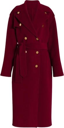 Alberta Ferretti Lange wollen en kasjmieren jas in trenchcoatstijl - Dames - Mantel - Rood - M - Wol - Jassen