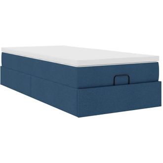 vidaXL Estructura De Cama Otomana Con Colch&oacute;n Tela Azul 100x200cm Vidaxl