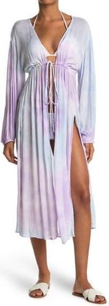 Boho Me Open Front Tie Dye Cover Up in Lavender at Nordstrom Rack, Size Large/x-Large