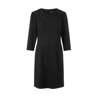 Marc Cain Jurk met edelstenen - Dames - Jurken - Zwart - Maat: 2XL Leer