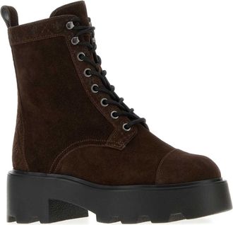 Tory Burch Womens Suede Platform Ankle Boot Brown