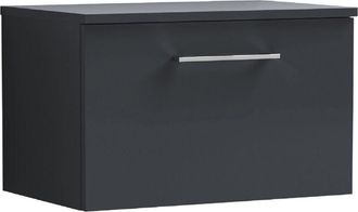 Nuie Nuie Arno Wall Hung 1-Drawer Vanity Unit with Worktop 600mm Wide - Satin Anthracite