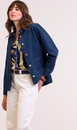 Celtic & Co. Cotton Twill Pleat Back Jacket in Dark Navy at Nordstrom, Size 6