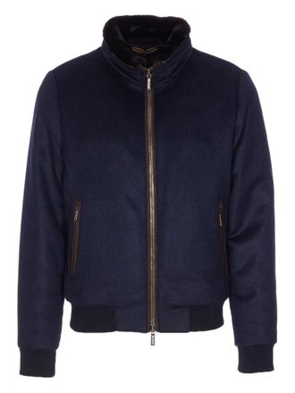 Moorer high-neck padded jacket - men - Polyamide/Cashmere/Wool/Sheep Skin/Shearling - 54 - Blue