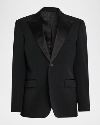 Burberry Mens Grain de Poudre Wool Tuxedo Jacket