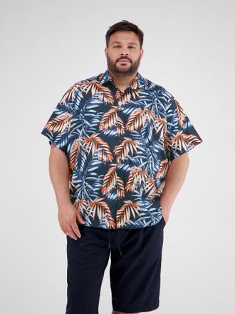 Lerros Kurzarmhemd LERROS LERROS Hawaiihemd in den Gr&ouml;ssen 3XL bis 6XL, Herren, Gr. 5XL, extraweit, blau (classic navy), 100% Baumwolle, Hemden Kurzarmhemd