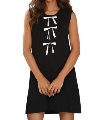 She + Sky Tatiana Bows Sheath Knit Mini Dress In Black