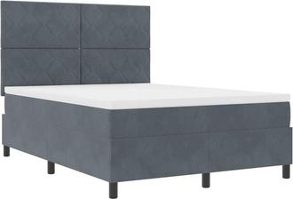 vidaXL Vidaxl - Cama Tipo Box Spring Gris Oscuro 140 X 200 Cm Terciopelo