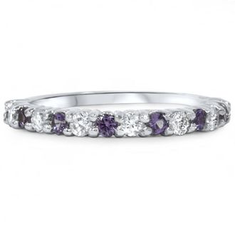 Pompeii3 1/2ct Alexandrite & Diamond Half Eternity Ring 14K White Gold SZ5 (Not Enhanced) 5