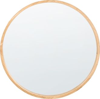 Beliani Espejo De Pared De Estilo Escandinavo Con Marco De Madera De Paulownia Decorativo Marr&oacute;n Claro Cazalis