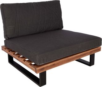 Hhg Nunca Usado] Sill&oacute;n Hhg 469, Sill&oacute;n De Jard&iacute;n, Madera De Acacia Hilada Con Certificado Mvg Aluminio, Marr&oacute;n, Tapizado Gris Oscuro