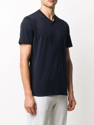 Brunello Cucinelli V-Neck Cotton T-Shirt - Navy