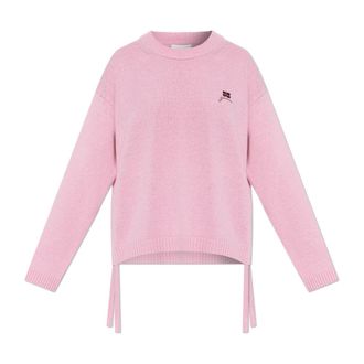 Ganni Turtleneck met trekkoorden aan de zijkant - Dames - Ronde hals truien - Roze - L - Wol - Truien & Vesten