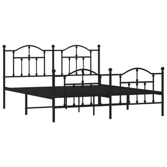 Berkfield Home Metal Bed Frame with Headboard & Footboard Black 183x213 cm