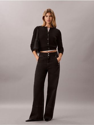 Calvin Klein Jeans Calvin Klein Womens Seamed Wide Leg Jeans - Black - 24