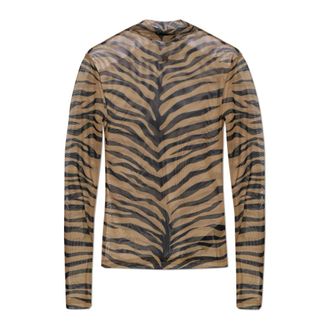 Amiri Zebra Long Sleeve Top - Dames - Longsleeves - Bruin - S - Leer - Tops