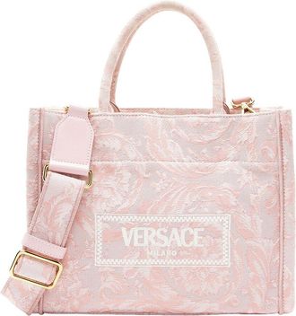 Versace Pink Canvas Barocco Athena Small Tote (Authentic Pre-Loved)