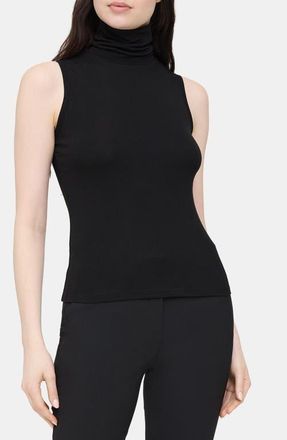 Theory Wendel Sleeveless Turtleneck Top in Blk at Nordstrom, Size Petite