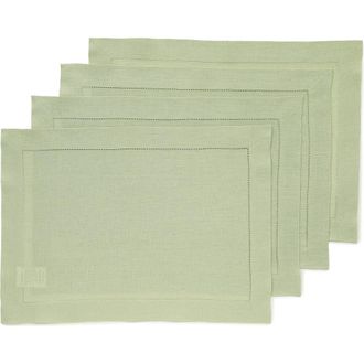 Solino Home Linen Placemats Set of 4, 14 x 19 Inch for Dining Table, Holiday and Everyday Table Decor - Classic Hemstitch in Sage Green at Nordstrom