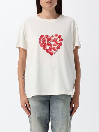 Chlo&eacute; T-shirt in cotone con stampa a cuori e spalle cadute