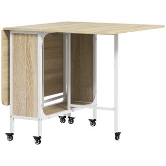 HOMCOM Mesa plegable comedor 130x80x74 cm madera natural