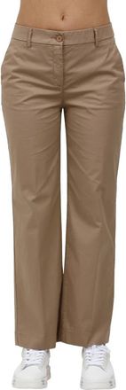Via Masini 80 Lichtgewicht Wijde Poplin Broek - Dames - Straight fit broeken - Beige - S - Broeken
