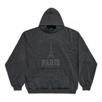 Balenciaga The Capital Of Fashion Hoodie Large Fit Black Faded 803265TRVN41048