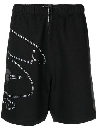 Aape By A Bathing Ape Moonface-patch shorts - men - Cotton/Polyester - S - Black
