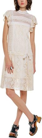 Anna Sui Victorian Lace Combo Drop Waist Dress in Ivory at Nordstrom, Size 8