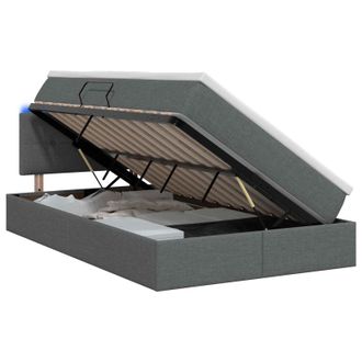vidaXL Cama De Almacenamiento Led Con Colch&oacute;n Gris Oscuro 120 X 200 Cm Vidaxl