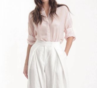 Karina Grimaldi Malaga Striped Top In Pink/white
