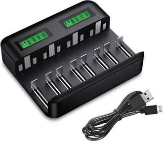 OEM Cargador De Bater&iacute;as Recargables, De Alta Capacidad Y Larga Duraci&oacute;n, Con 8 Ranuras Y Pantalla Lcd Para Bater&iacute;as Aa/aaa/c/d