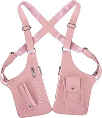 Generic Anti-theft Storage Vest Bag Concealed Multifunction Strap Chest Bag Leather Crossbodybag Unisex(Pink)
