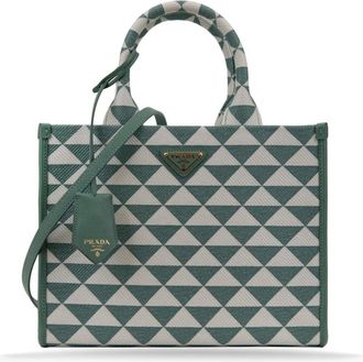 Prada Schoudertas met driehoekig patroon - Dames - Handtassen - Groen - ONE Size - Leer - Tassen
