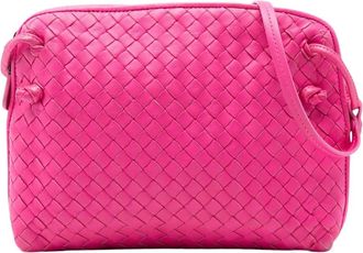 Bottega Veneta Pre-owned Cross Body Bags, female, Pink, Size: ONE SIZE Pre-owned Woven Leather Crossbody Bag