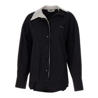 The Attico Dames, Blouses & Shirts, Zwart, Maat: 2XS Katoen