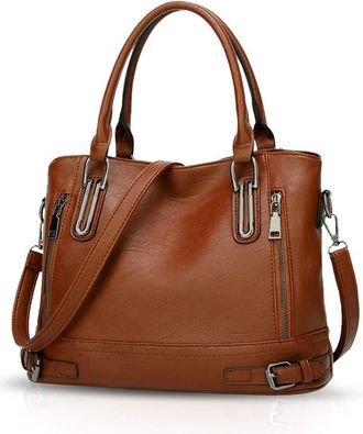 Nicole & Doris Women Handbags Top Handle bags PU Leather Shoulder Bag Large Capacity Crossbody Bag Ladies Shopper Elegant Tote Bags Brown