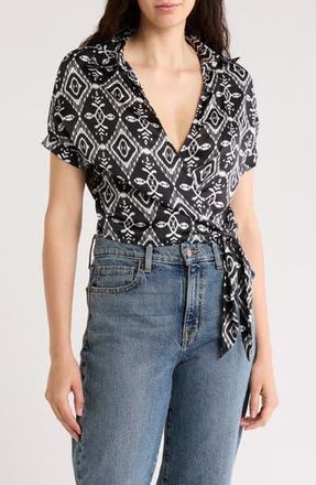 By Design Spread Collar Wrap Crop Top in Ikat at Nordstrom Rack, Size Small